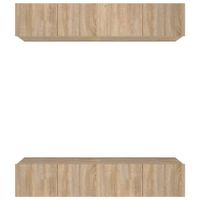 The Living Store Sonoma Eiken TV-Meubelen - Set van 4 - 80x30x30cm - Wandgemonteerd - Met praktische deuren -