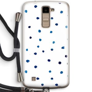 Blauwe stippen: LG K10 (2016) Transparant Hoesje met koord