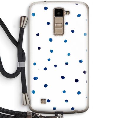 Blauwe stippen: LG K10 (2016) Transparant Hoesje met koord