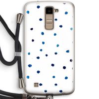 Blauwe stippen: LG K10 (2016) Transparant Hoesje met koord