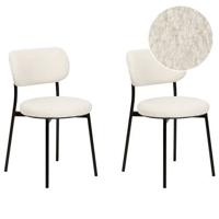 Beliani - CASEY - Eetkamerstoelen set van 2 - Off-white - Bouclé - thumbnail