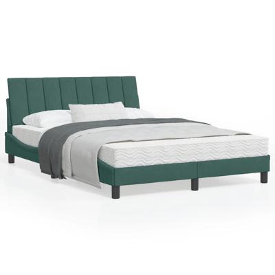 Bed met matras "Hanko" fluweel donkergroen 120x200 cm