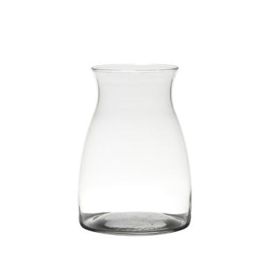 Transparante home-basics bloemenvaas - glas - transparant - H20 x D14 cm - Bloemen/takken/boeketten