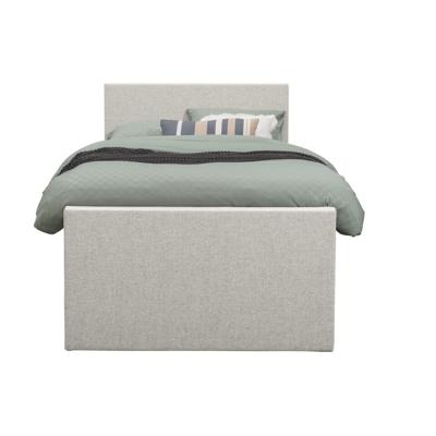 Leen Bakker - Boxspring Met Voetbord Liv Egaal - Ecru - 120x200 Cm - Slanke Poot - Stof - Crème