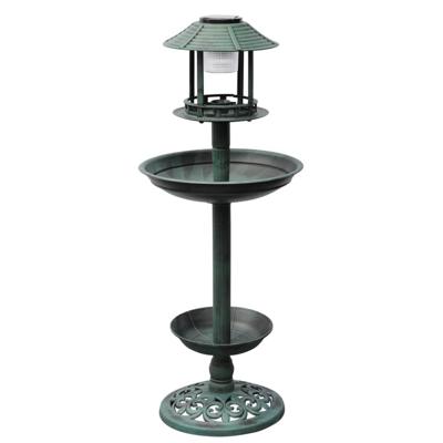 VidaXL Vogelbad/voederhuisje met solarverlichting