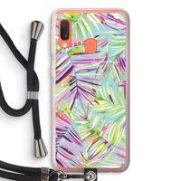 Tropical Palms Blue: Samsung Galaxy A20e Transparant Hoesje met koord