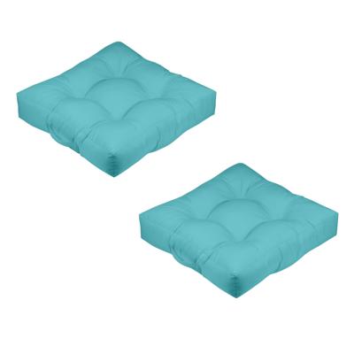 Stof Textile Vloerkussen XXL - 2x - aqua blauw - polyester - 60 x 60 x 12 cm - vierkant