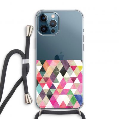 Gekleurde driehoekjes: iPhone 12 Pro Transparant Hoesje met koord
