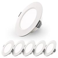 Set van 6 Georgia LED platte Inbouwspots wit - 6 Watt 490lm - Rond - 6500K Daglicht Wit - Ø120 mm - IP20 voor binnen - Inbouwdiepte 25mm
