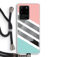 Strepen pastel: Samsung Galaxy S20 Ultra Transparant Hoesje met koord