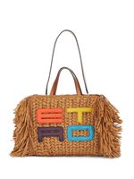 ETRO embroidered-logo woven tote bag - Marron