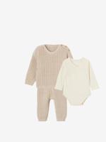 Baby geboorteset met 3 items gemêleerd beige