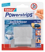 1x Tesa RVS dubbelehaak waterproof Powerstrips klusbenodigdheden 6 x 7 cm   - - thumbnail