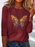 Butterfly Long sleeve Loose Casual T-Shirt