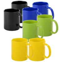 Koffie mokken/drinkbekers Auxerre - 8x - keramiek - geel/groen/blauw/zwart - 370 ml - thumbnail