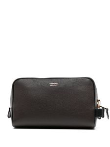 TOM FORD trousse de toilette en cuir à logo - Marron