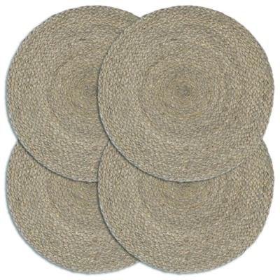 VidaXL Placemats 4 st rond 38 cm jute effen grijs