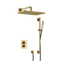 Hotbath Gal - GL106 - Inbouw Regendoucheset - Geborsteld Messing PVD - Thermostatisch - Wandarm 35 cm - Hoofddouche 270x400 mm - Staafhanddouche - Glijstang 900 mm - met GL106 - met 2-Weg Stop-Omstel