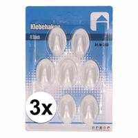 Zelfklevende ophanghaken - 24x stuks - witte kunststof keuken/badkamer haakjes - 3 x 4 cm