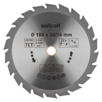 Wolfcraft Handcirkelzaagblad | HM | 22 Zähne | Ø184mm | 1 stuk - 6373000