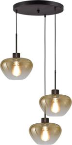 Masterlight 3-lichts hanglampGenua zwart met 3x goud glas Ø 24cm - 2972-05-05-35-3-24