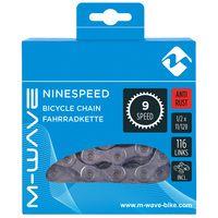M-Wave ketting 9-speed, 1/2x11/128 116l zilver anti-roest (hangverpakking)