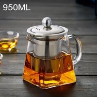 Roestvrijstaal duidelijk hittebestendig glas filter thee pot capaciteit: 950ml
