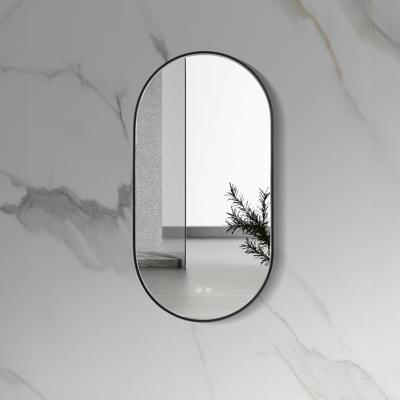 Badkamerspiegel Aloni 100x50 cm | Ovaal | Directe verlichting | Touch button | Met spiegelverwarming | Mat zwart