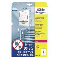 Avery-Zweckform L8003-10 Antimicrobiële etiketten 105 x 148 mm Polyester folie Wit 40 stuk(s) Permanent hechtend Laser (zwart/wit), Laser (kleur)