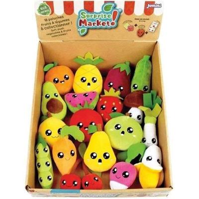 Set van 18 verrassingszakjes - JEMINI - Surprise Market - Fruit- of groenteknuffel +/- 10 cm, stickers en memokaartjes