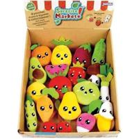 Set van 18 verrassingszakjes - JEMINI - Surprise Market - Fruit- of groenteknuffel +/- 10 cm, stickers en memokaartjes