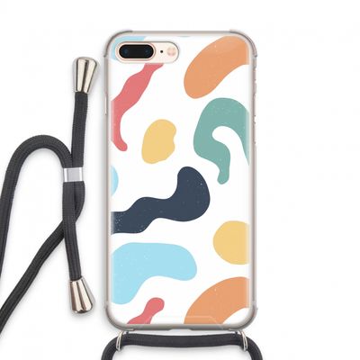 Memphis Shapes Blue: iPhone 7 PLUS Transparant Hoesje met koord
