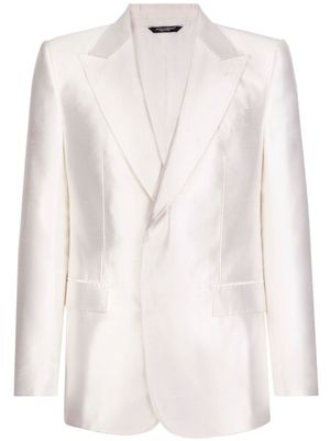 Dolce & Gabbana blazer en soie à simple boutonnage - Blanc