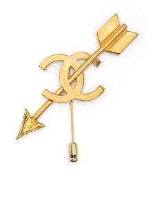 CHANEL Pre-Owned broche cœur à logo pre-owned (années 1990) - Or