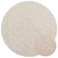 VidaXL Vloerkleed zizur crème binnen en buiten ø 90 cm jute look VidaXL Vloerkleed zizur crème binnen en buiten ø 90 cm jute look