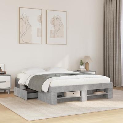 Bedframe bewerkt hout betongrijs 140x190 cm