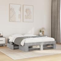 Bedframe bewerkt hout betongrijs 140x190 cm