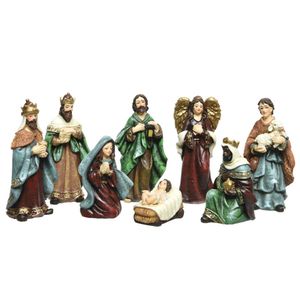 Set van 8x stuks kerststal beelden/kerstbeelden 6 x 3 x 12,5 cm - Kerststallen