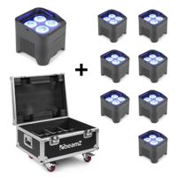 BeamZ 8x BBP94 verticale LED par + FCC9 flightcase