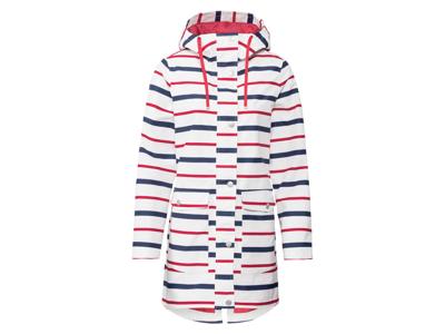 esmara Dames trenchcoat, wind- en waterdicht (34, wit/bessen/marineblauw)