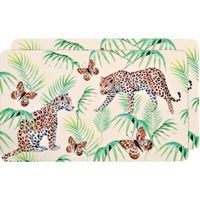 Kinder Ontbijtbordjes/ontbijtplankjes set van 4x stuks tropische/luipaard print 14 x 24 cm