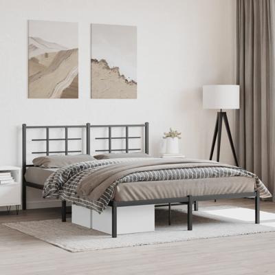 Bedframe met hoofdbord metaal zwart 160x200 cm Bedframe met hoofdbord metaal zwart 160x200 cm