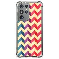 Samsung Galaxy S21 Ultra Doorzichtige Silicone Hoesje Zigzag Multi Color - thumbnail