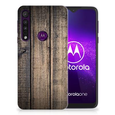 Motorola One Macro | Bumper Hoesje | Steigerhout