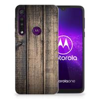 Motorola One Macro | Bumper Hoesje | Steigerhout