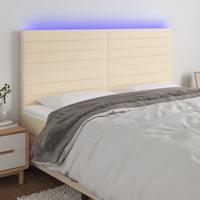 Hoofdbord LED 200x5x118/128 cm stof crèmekleurig
