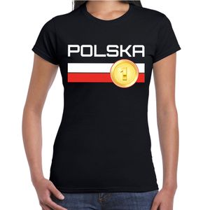 Polska / Polen landen t-shirt zwart dames