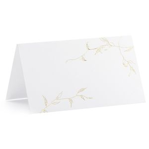 Naamkaartjes/plaatskaartjes Nature - Bruiloft - wit/goud - 10x stuks - 10 x 6 cm