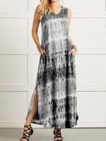 V Nek Casual Ombre/tie-Dye weven Jurk - thumbnail