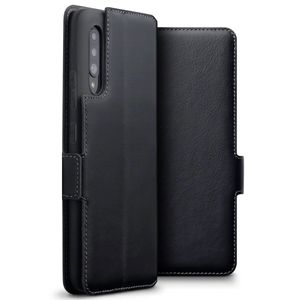 Qubits - lederen slim folio wallet hoes - Samsung Galaxy A90 - Zwart